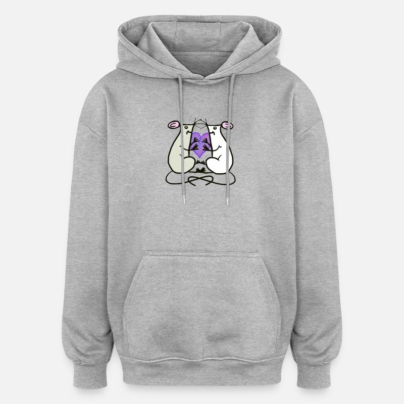 Ratten Mäuse Herz Valentin Freunde - Oversized Unisex Hoodie - Grau meliert