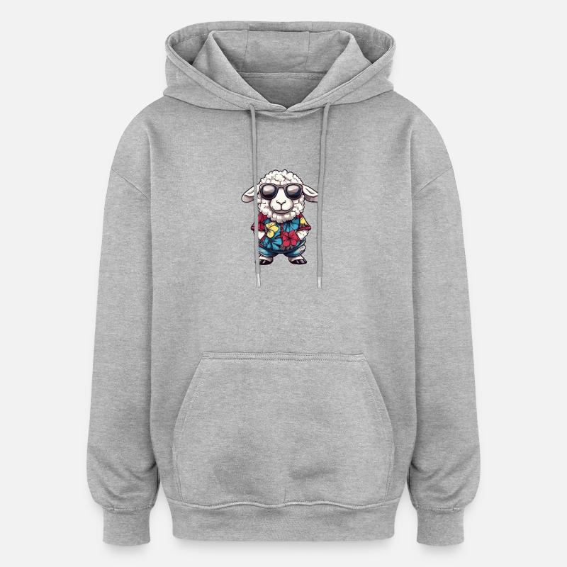 Schaf Comic Urlaub - Oversized Unisex Hoodie - Grau meliert