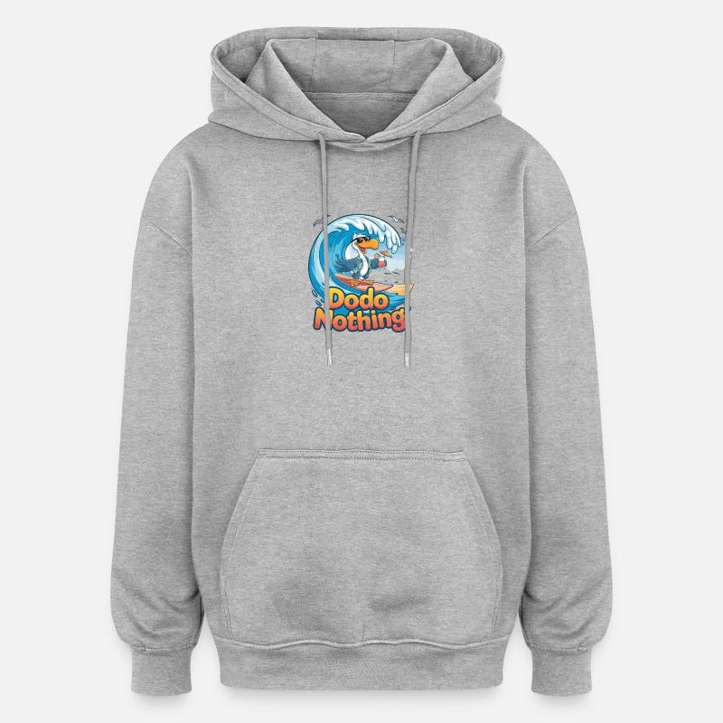 Dodo Surfer sur une vague tropicale - Sweat à capuche oversize unisexe - gris chiné