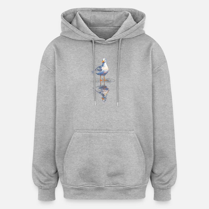 Canard réflexe d’eau en aquarelle - Sweat à capuche oversize unisexe - gris chiné