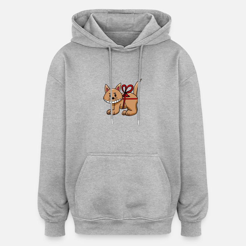Chat drôle d’anniversaire Enfant chat - Sweat à capuche oversize unisexe - gris chiné