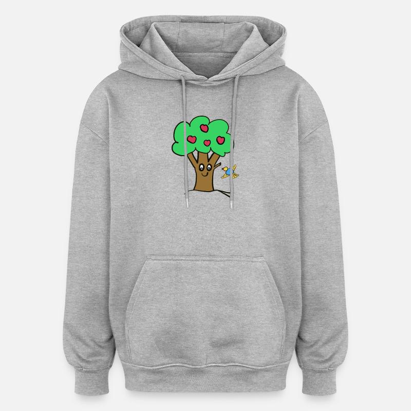 Pommier Arbre Oiseau de la nature - Sweat à capuche oversize unisexe - gris chiné