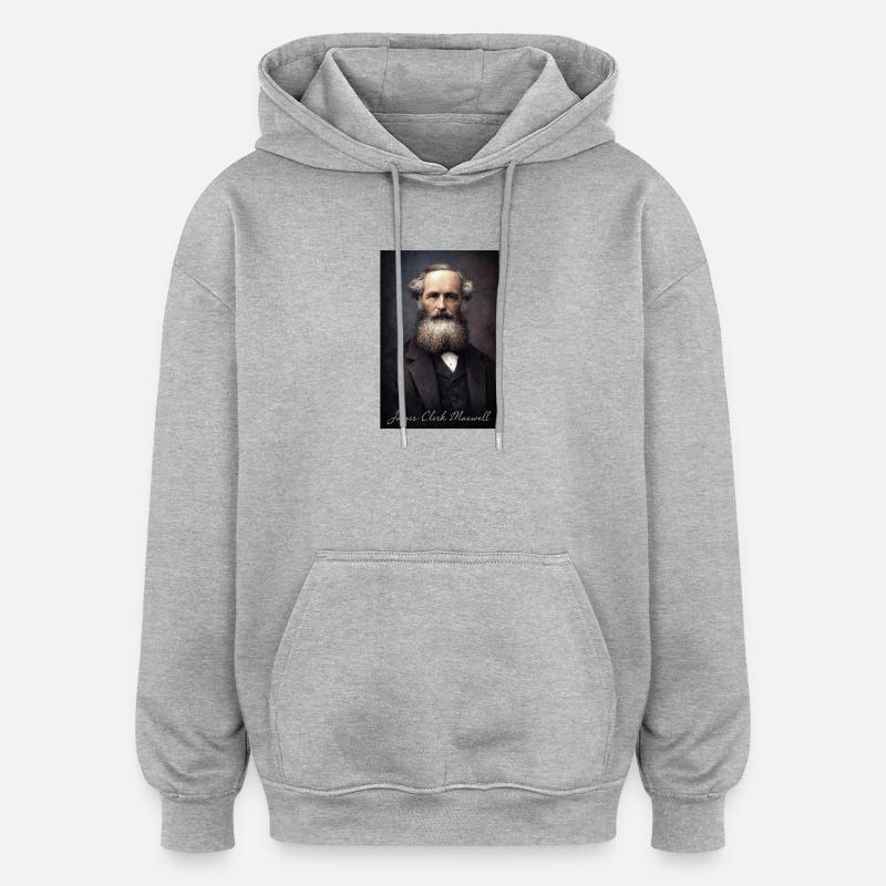 James Clerk Maxwell Portrait - Sweat à capuche oversize unisexe - gris chiné
