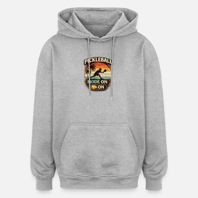 Pickleball Modus An Retro Sunset - Oversized Unisex Hoodie - Grau meliert