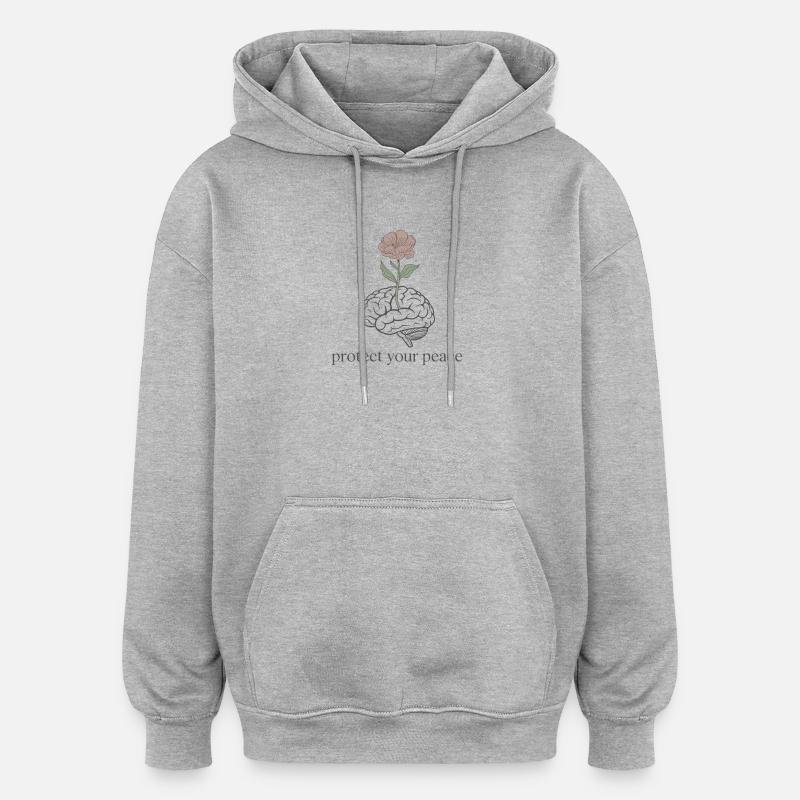 Brain Flower : Protéger la paix - Sweat à capuche oversize unisexe - gris chiné