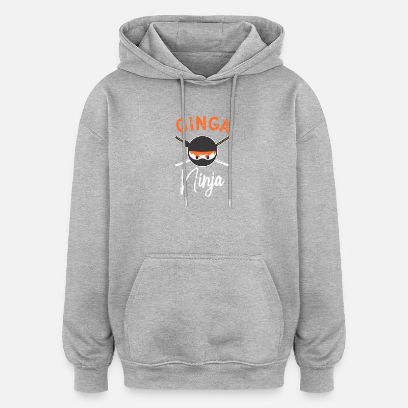 Emblème du ninja Ginga - Sweat à capuche oversize unisexe - gris chiné