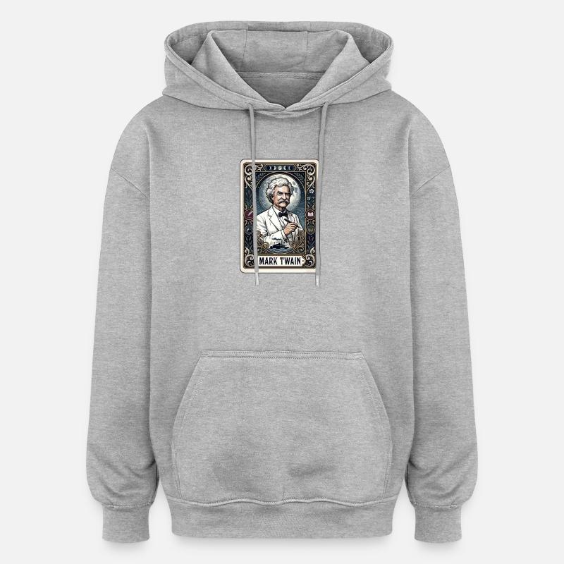 Carte de tarot par Mark Twain - Sweat à capuche oversize unisexe - gris chiné