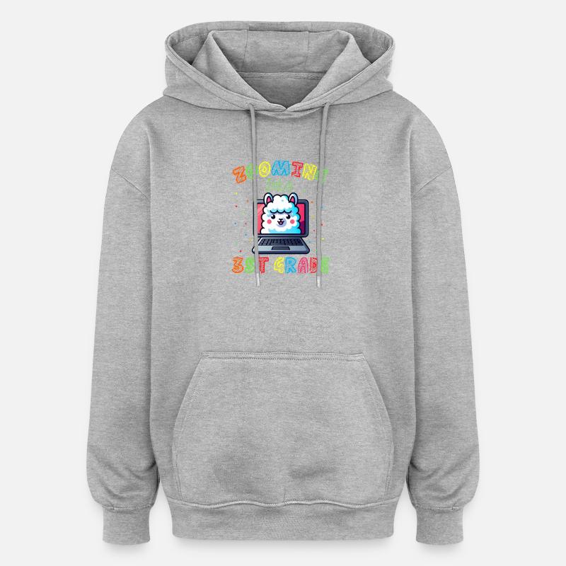 Lama Code Arc-en-Ciel Numérique - Sweat à capuche oversize unisexe - gris chiné