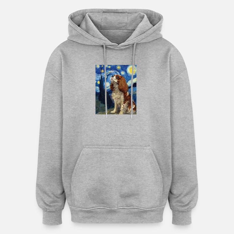 Cavalier King Charles Spaniel - Sweat à capuche oversize unisexe - gris chiné