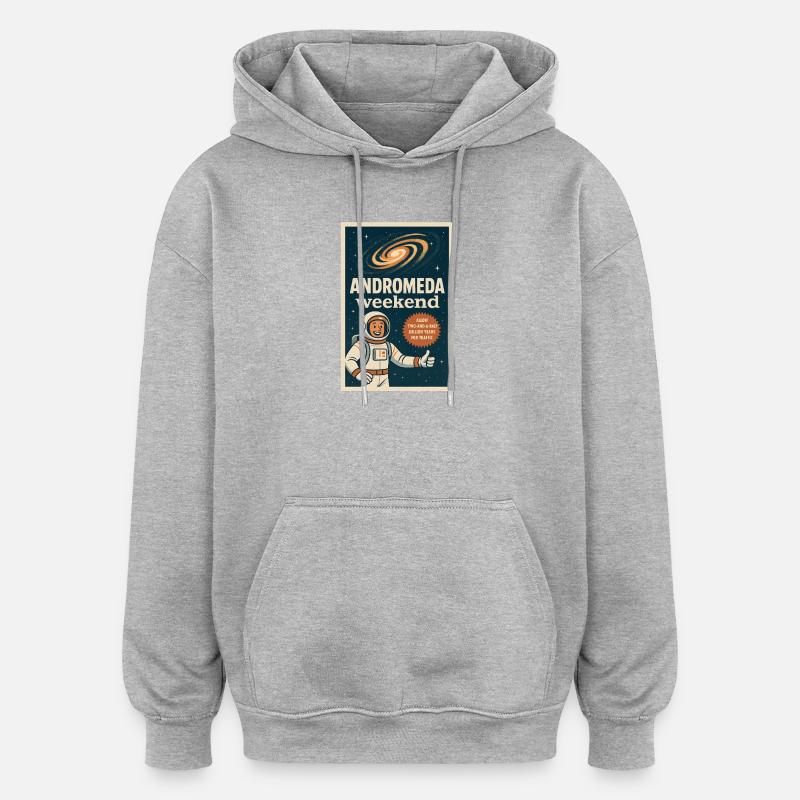 Week-end d’Andromède | Humour spatial rétro - Sweat à capuche oversize unisexe - gris chiné