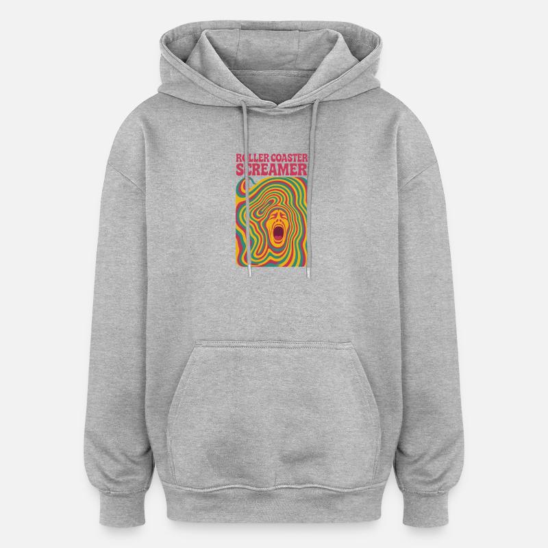 Achterbahn Schreihals | Freizeitpark - Oversized Unisex Hoodie - Grau meliert