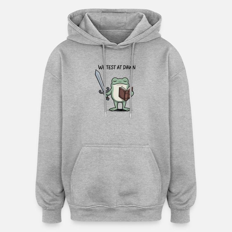 Dawn Frog Knight: Sword & Book - Oversized Unisex Hoodie - heather grey
