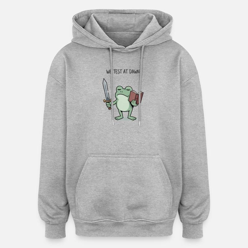 Quête de l’Aube Chevalier Grenouille - Sweat à capuche oversize unisexe - gris chiné