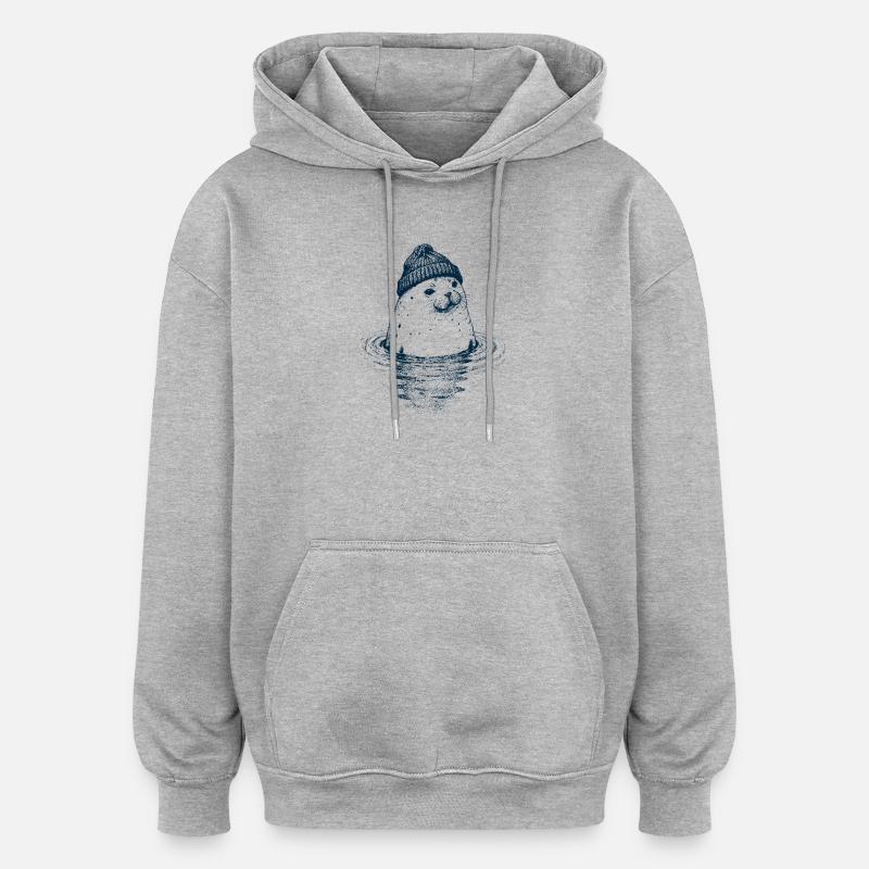 Seal with cap - Oversized Unisex Hoodie - heather grey