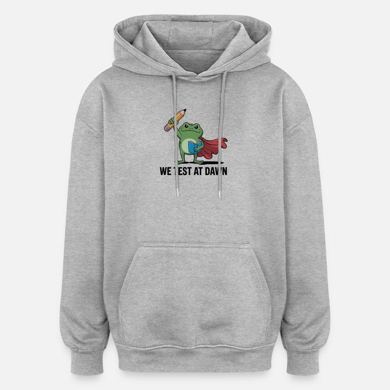 Super-héros grenouille testé par l’aube - Sweat à capuche oversize unisexe - gris chiné