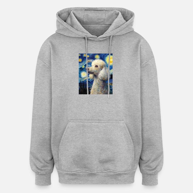Caniche - Sweat à capuche oversize unisexe - gris chiné