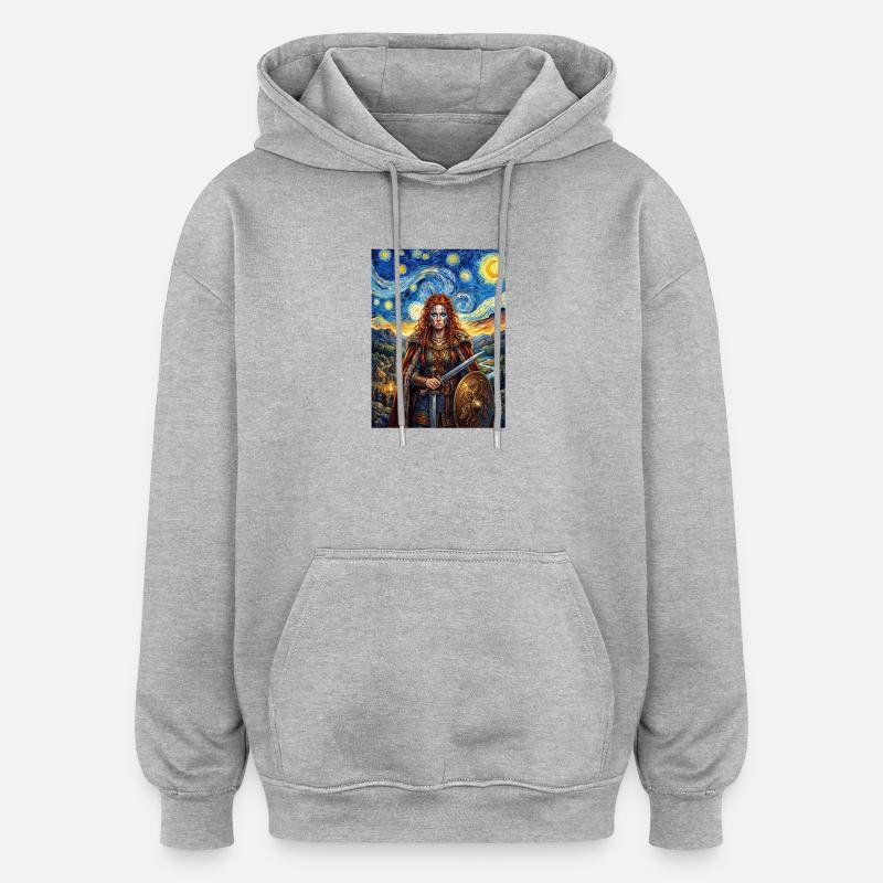 Nuit étoilée Boudicca/Boudica - Sweat à capuche oversize unisexe - gris chiné