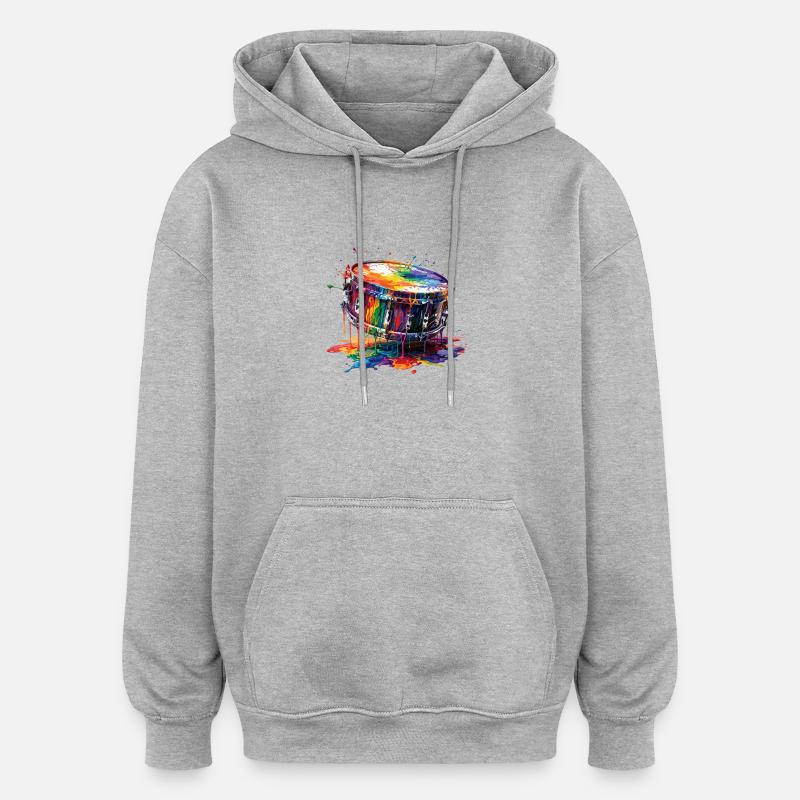 Snaredrum mit tropfender Farbe - Oversized Unisex Hoodie - Grau meliert