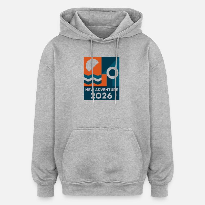 Nouvelle Aventure 2026 - Sweat à capuche oversize unisexe - gris chiné