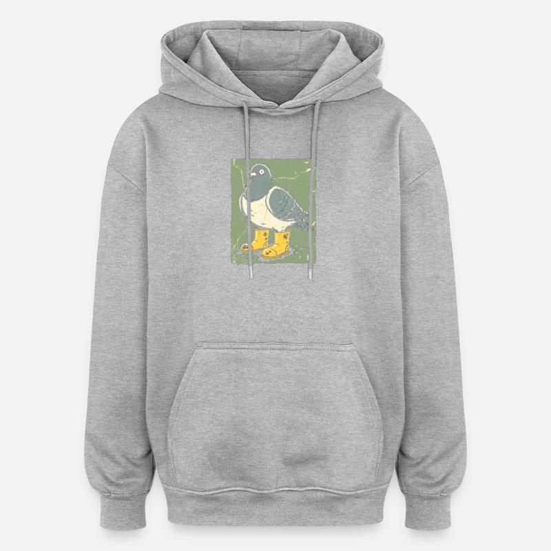Colombe aux bottes jaunes - Sweat à capuche oversize unisexe - gris chiné