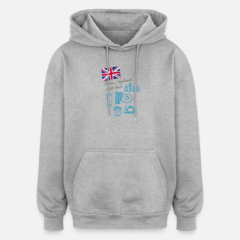 EXANGLIA (Blue + Grey Text) - Oversized Unisex Hoodie - heather grey