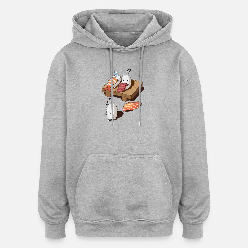 Rêver de sushi - Sweat à capuche oversize unisexe - gris chiné