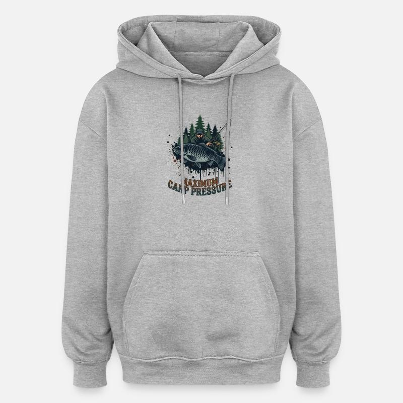 Maximum Carp Pressure Carp Angler Fish - Oversized Unisex Hoodie - heather grey