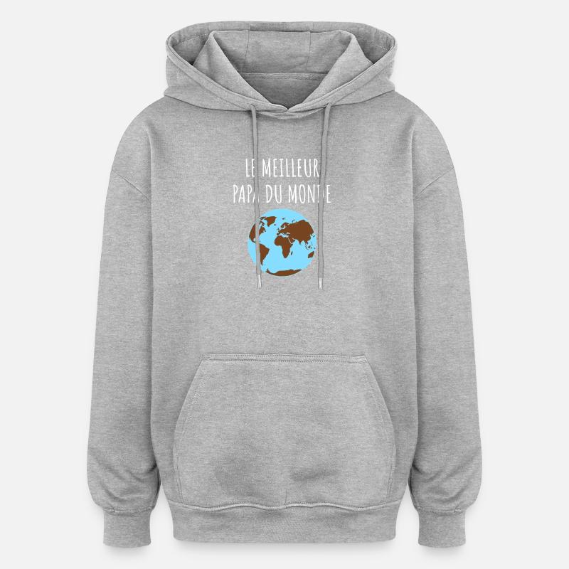Papa du Monde - Sweat à capuche oversize unisexe - gris chiné
