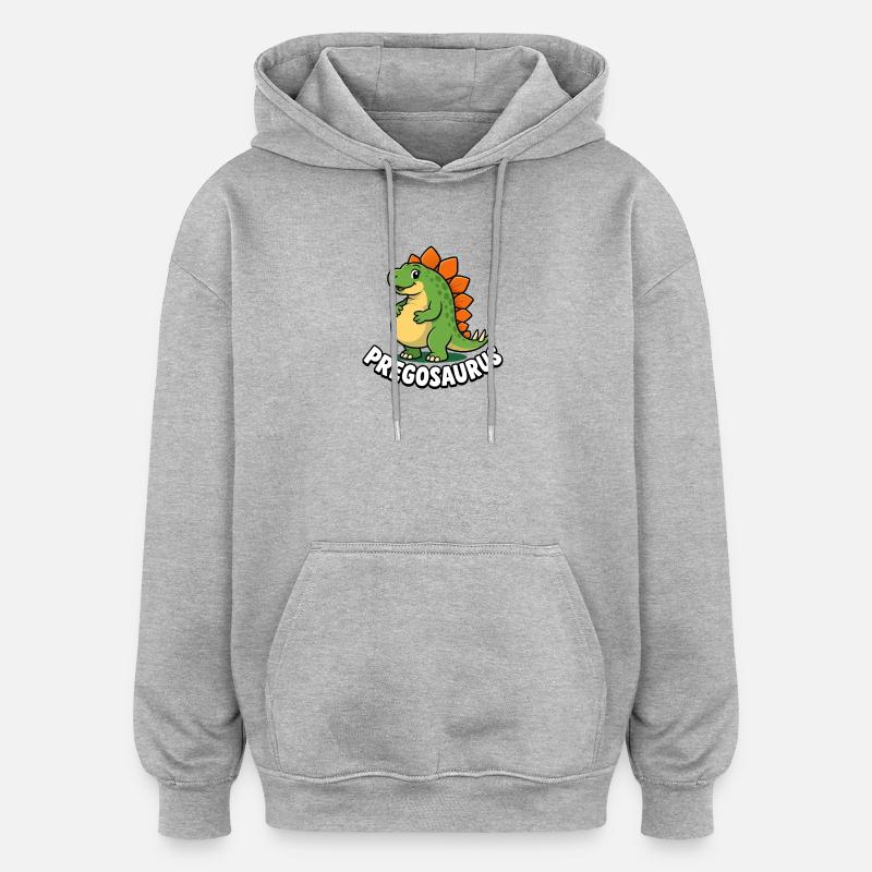 Mère enceinte Pregosaurus Dinosaure Swing - Sweat à capuche oversize unisexe - gris chiné