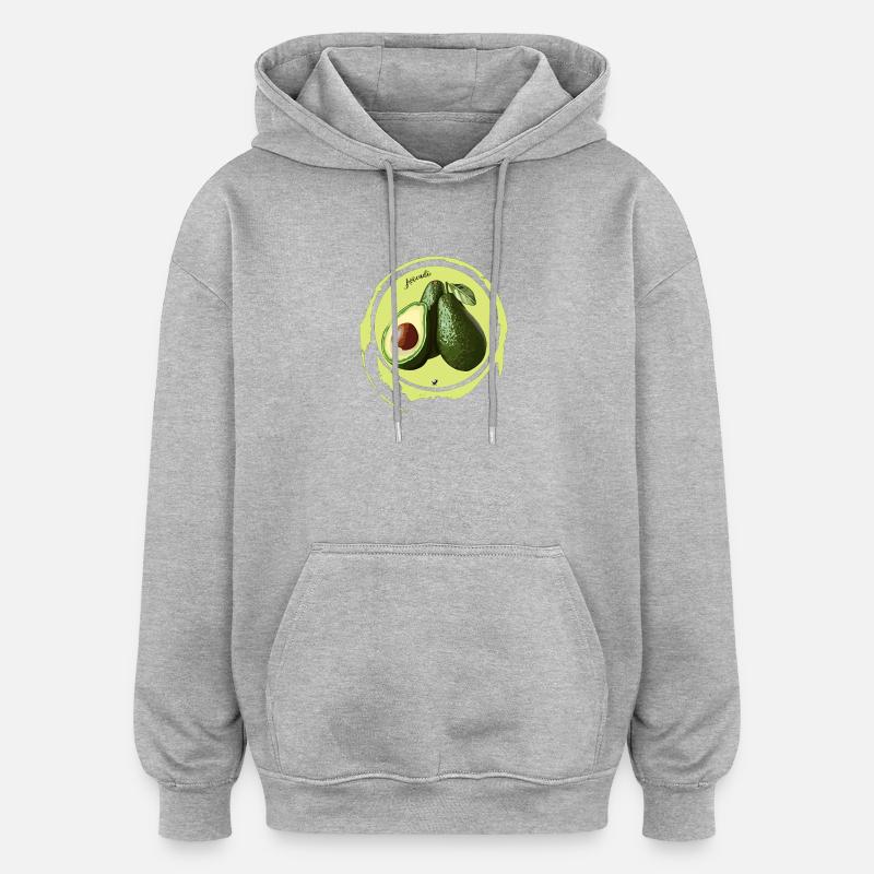 Illustration d’avocat dans un cercle - Sweat à capuche oversize unisexe - gris chiné