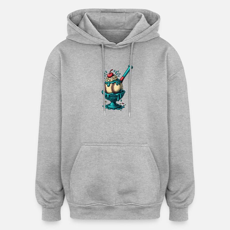 Plaisir Sundae de baseball - Sweat à capuche oversize unisexe - gris chiné