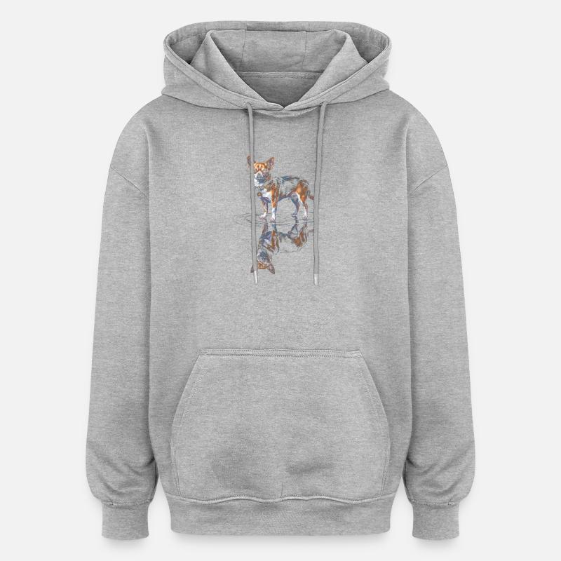 Reflet de l’eau du chihuahua - Sweat à capuche oversize unisexe - gris chiné