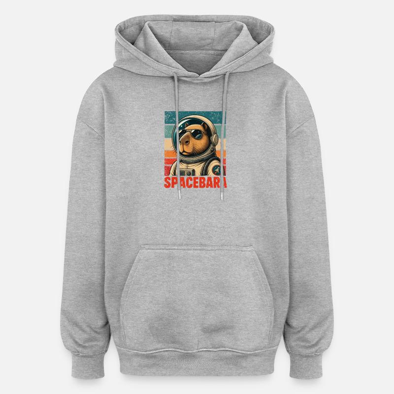  Spacebara Capybara Astronaut Weltraum Retro - Oversized Unisex Hoodie - Grau meliert