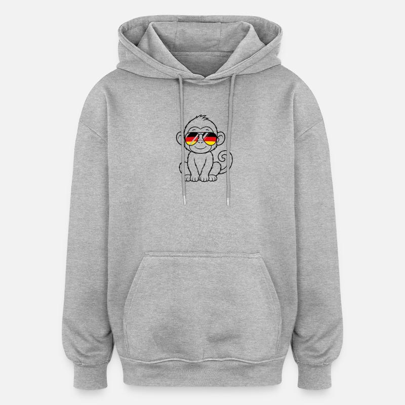 German flag monkey german Germany monkey - Oversized Unisex Hoodie - heather grey