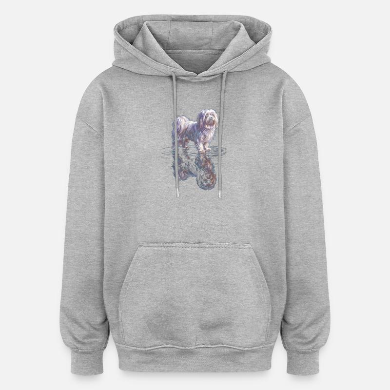 Maltais avec réflexion de l’eau - Sweat à capuche oversize unisexe - gris chiné