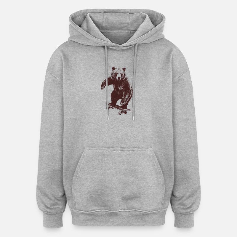 Patinage Bear - Sweat à capuche oversize unisexe - gris chiné
