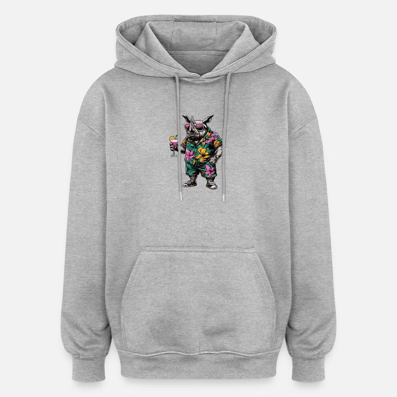Rhino Comic Summer - Oversized Unisex Hoodie - heather grey