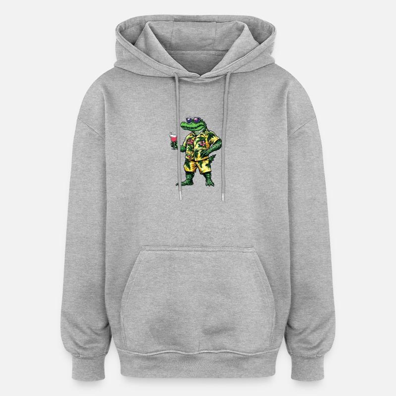 Alligator Comic Summer - Oversized Unisex Hoodie - heather grey