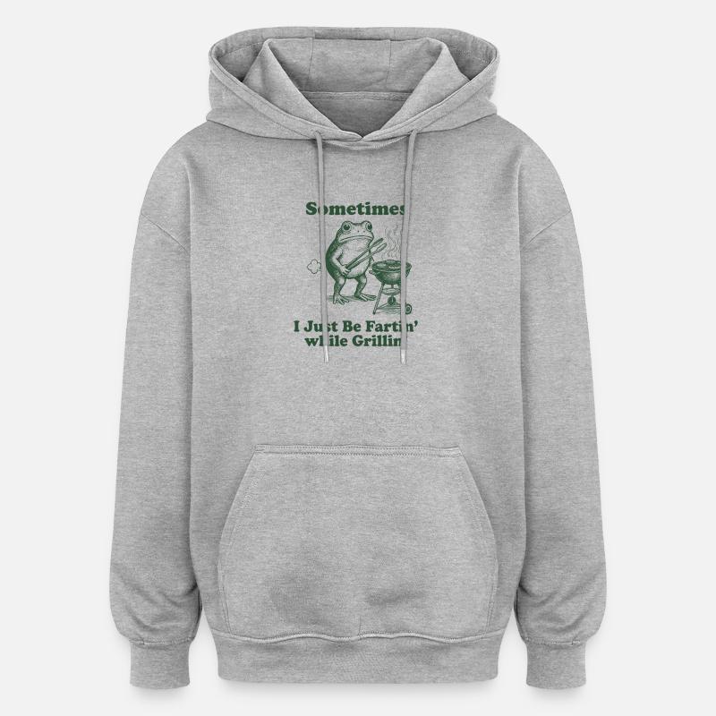 Frosch Grill : Plaisir à péter - Sweat à capuche oversize unisexe - gris chiné