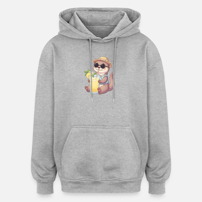 Summer Otter Lemonade Vibe - Oversized Unisex Hoodie - heather grey