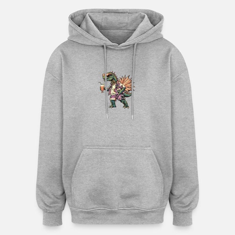 Dinosaurier stegosaurus Comic Sommer - Oversized Unisex Hoodie - Grau meliert