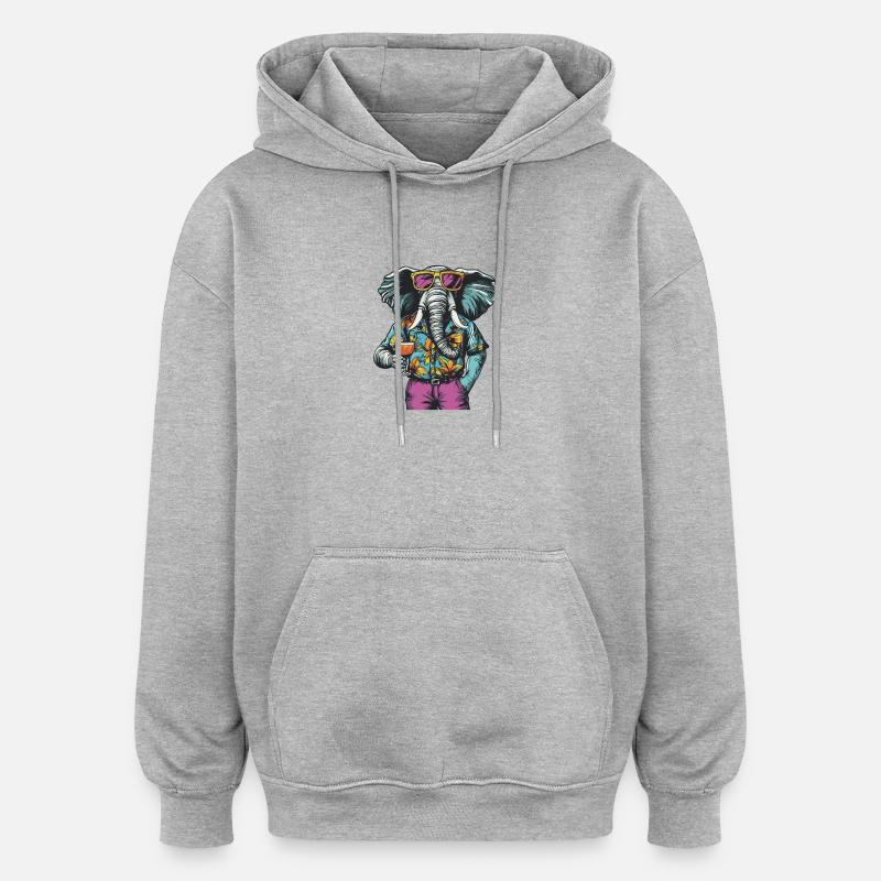 Elephant Comic Funny Holiday - Oversized Unisex Hoodie - heather grey