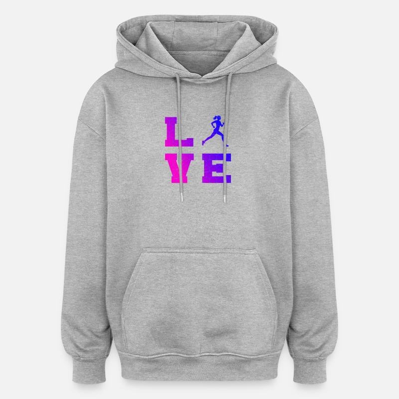 Geschenkidee für eine Running mit Running - Oversized Unisex Hoodie - Grau meliert