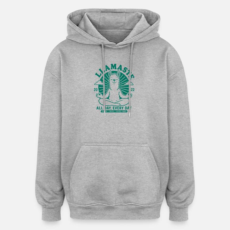 No Prob Llama Just Chill - Oversized Unisex Hoodie - Grau meliert