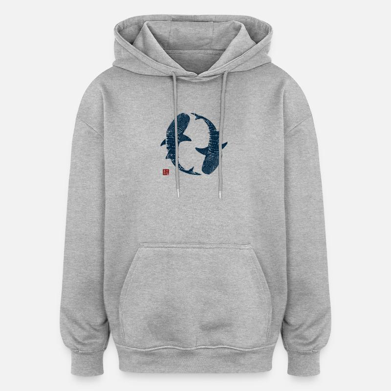 Cercle des requins-baleines - Sweat à capuche oversize unisexe - gris chiné
