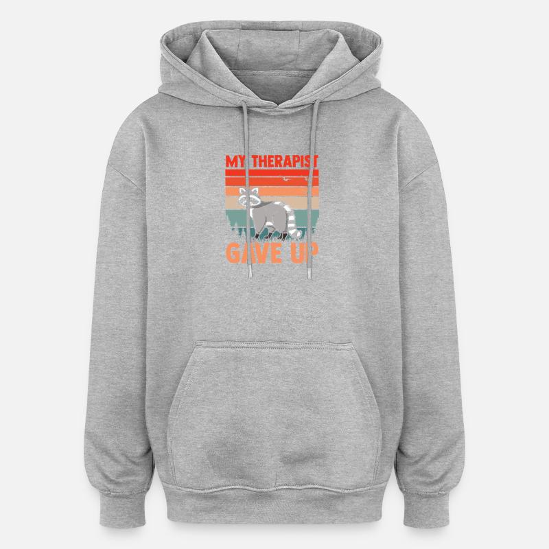 Panda Poubelle - Sweat à capuche oversize unisexe - gris chiné