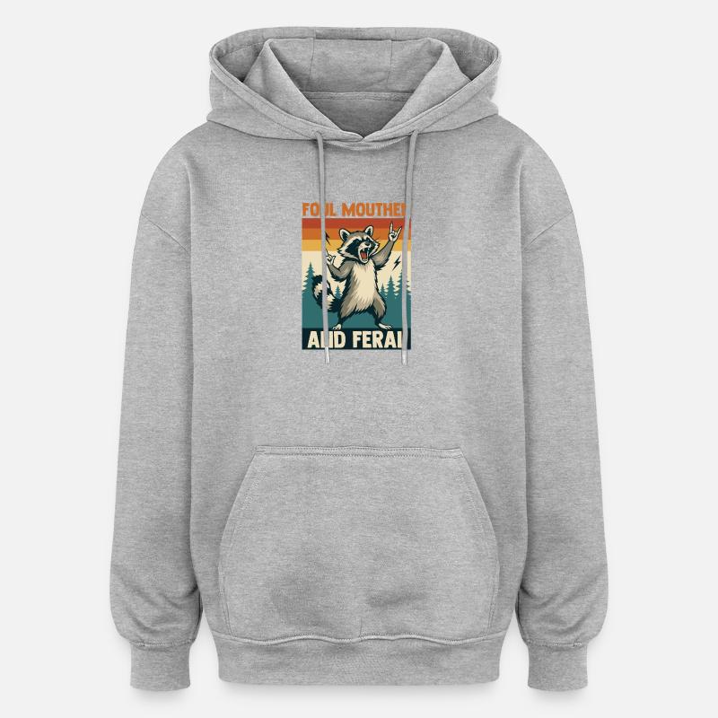 Panda Poubelle - Sweat à capuche oversize unisexe - gris chiné