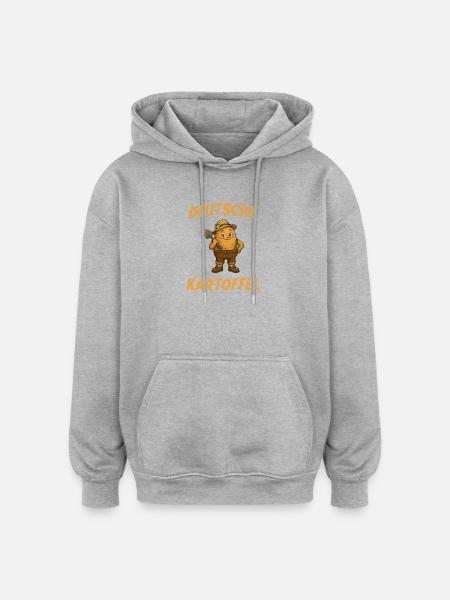 Deutsche Kartoffel mit Schaufel - Oversized Unisex Hoodie - Grau meliert