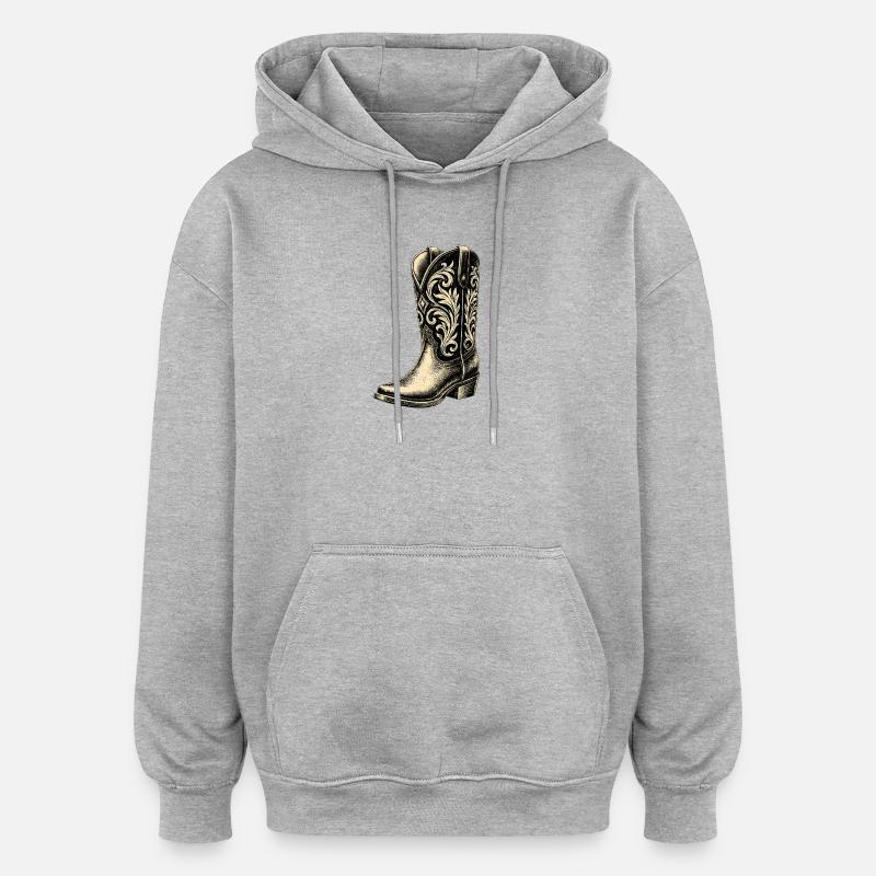 Bottes de cowboy - Sweat à capuche oversize unisexe - gris chiné