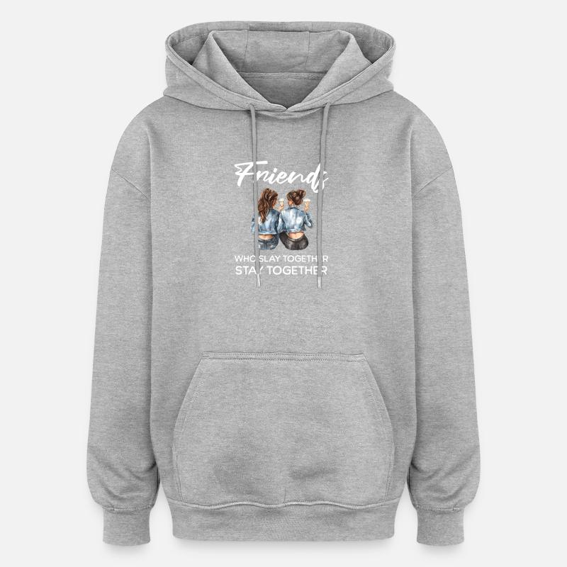 Les amis tuent ensemble - Sweat à capuche oversize unisexe - gris chiné